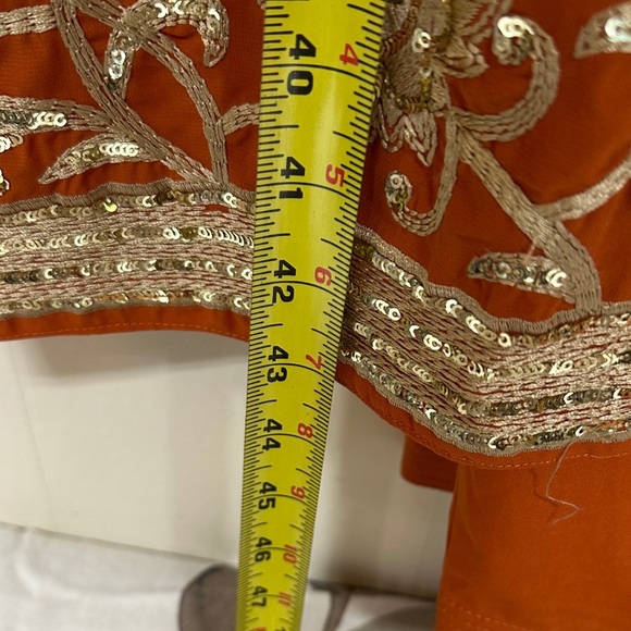 Orange Embroidered Sequins Kurta Set - Picture 6 of 12